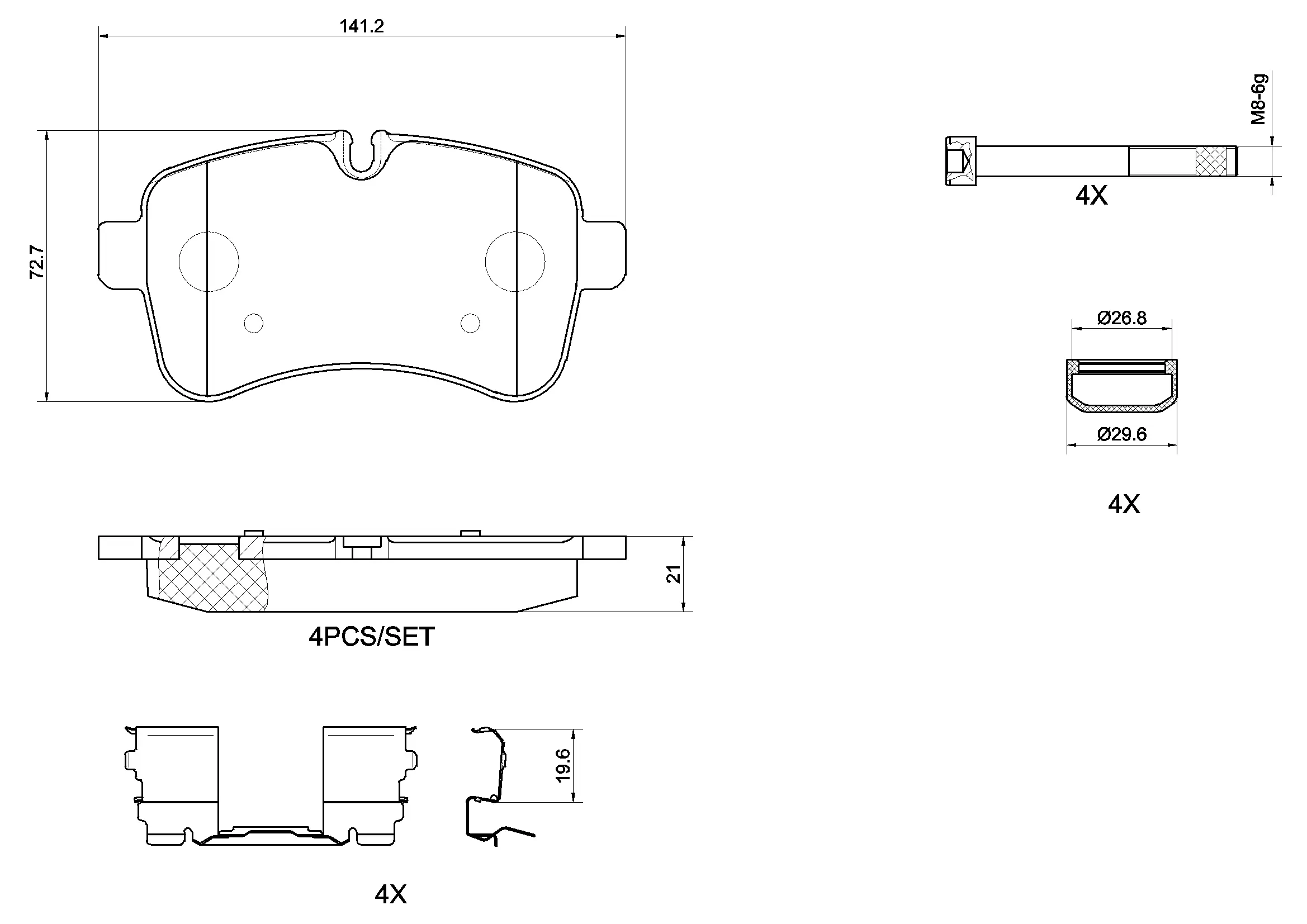 Bremsbelagsatz, Scheibenbremse Hinterachse BREMBO P A6 027G