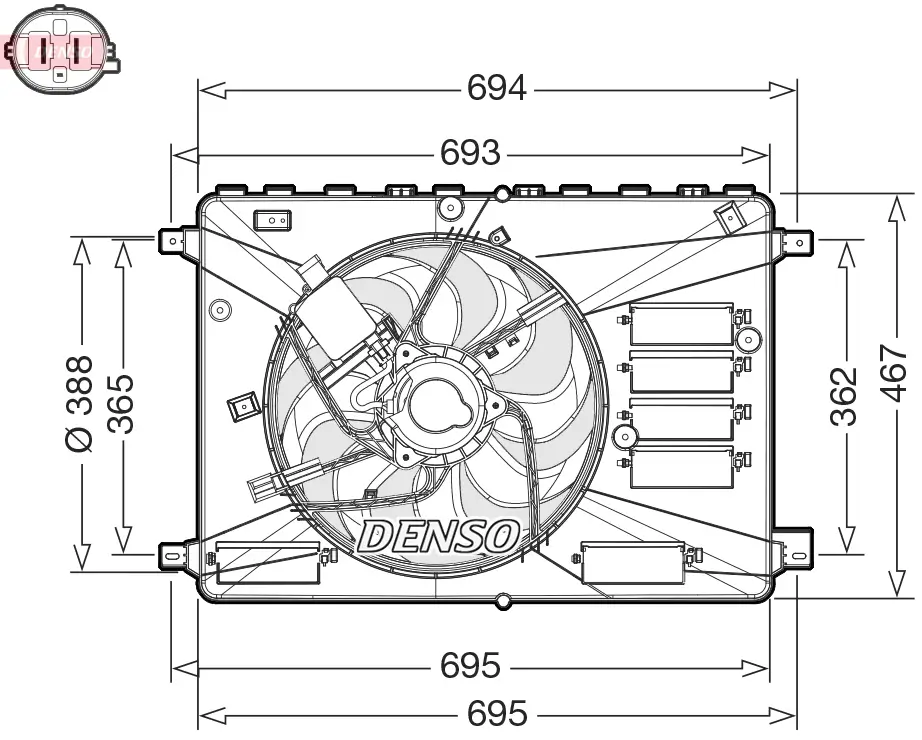 Lüfter, Motorkühlung DENSO DER10010