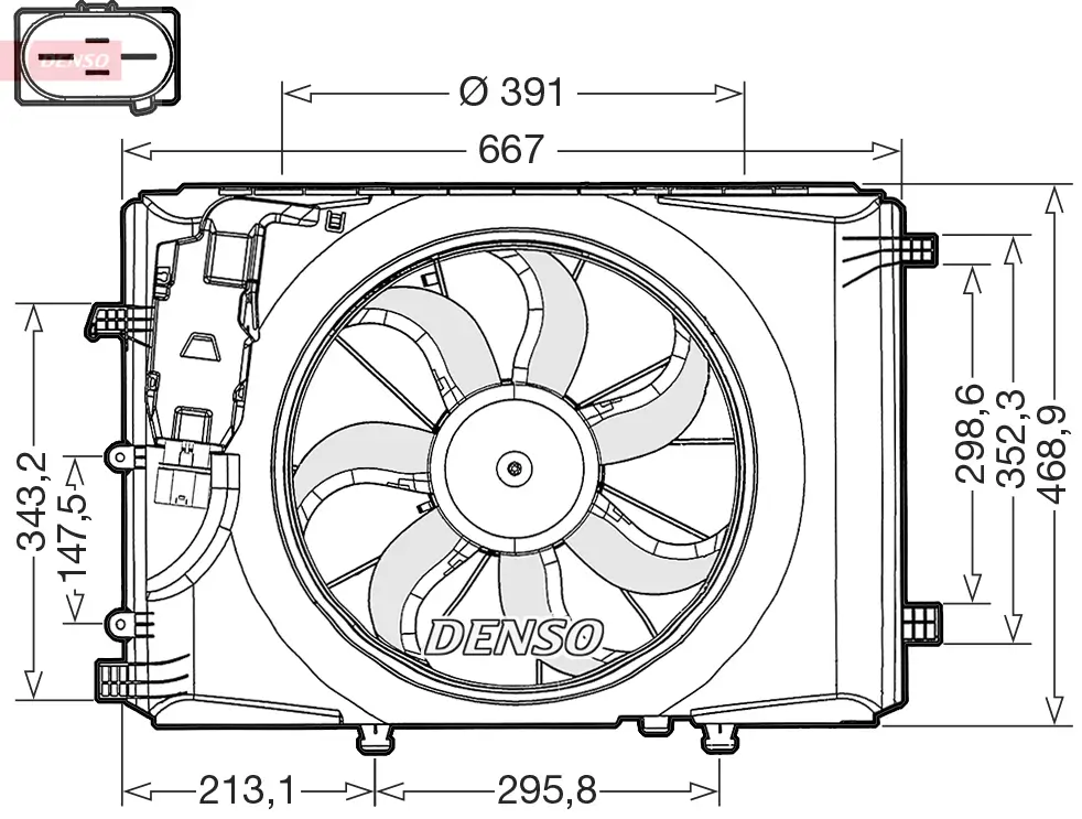 Lüfter, Motorkühlung 12 V DENSO DER17000