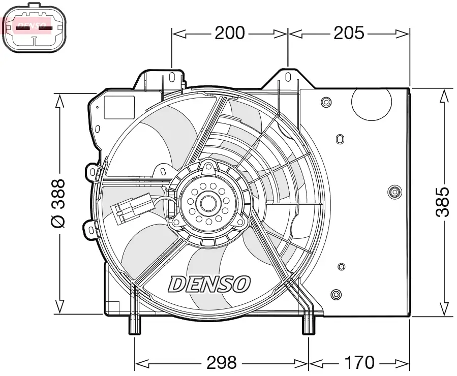 Lüfter, Motorkühlung 12 V DENSO DER21024