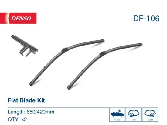 Wischblatt beifahrerseitig fahrerseitig DENSO DF-106 Bild Wischblatt beifahrerseitig fahrerseitig DENSO DF-106