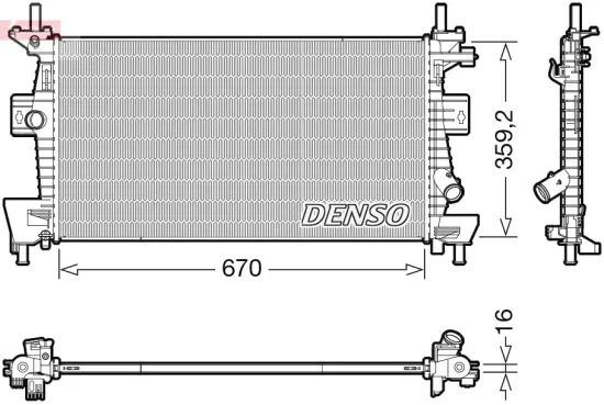 Kühler, Motorkühlung DENSO DRM10114 Bild Kühler, Motorkühlung DENSO DRM10114
