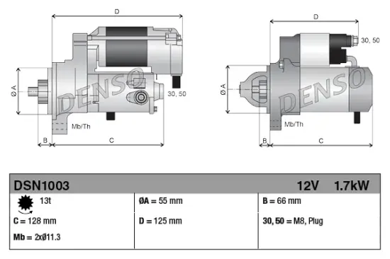 Starter 12 V 1,7 kW DENSO DSN1003 Bild Starter 12 V 1,7 kW DENSO DSN1003