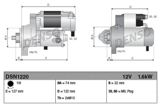 Starter 12 V 1,6 kW DENSO DSN1220 Bild Starter 12 V 1,6 kW DENSO DSN1220