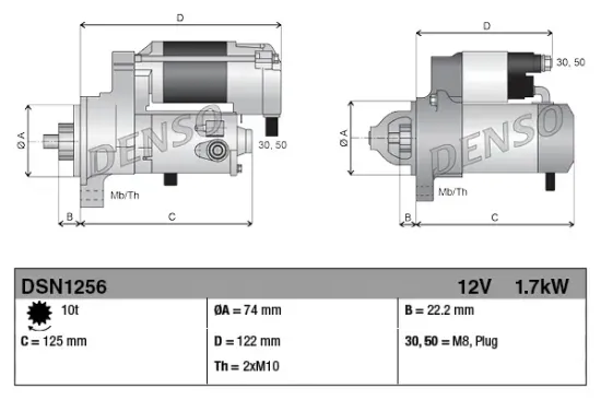 Starter 12 V 1,7 kW DENSO DSN1256 Bild Starter 12 V 1,7 kW DENSO DSN1256