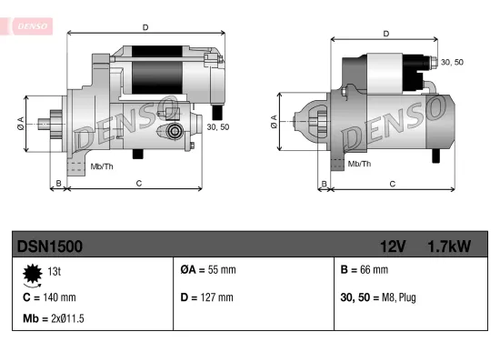 Starter 12 V 1,7 kW DENSO DSN1500 Bild Starter 12 V 1,7 kW DENSO DSN1500