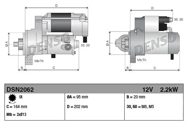 Starter 12 V 2,2 kW DENSO DSN2062 Bild Starter 12 V 2,2 kW DENSO DSN2062