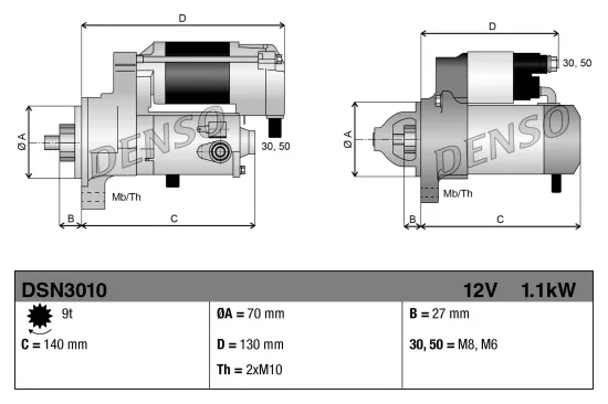 Starter 12 V 1,1 kW DENSO DSN3010 Bild Starter 12 V 1,1 kW DENSO DSN3010