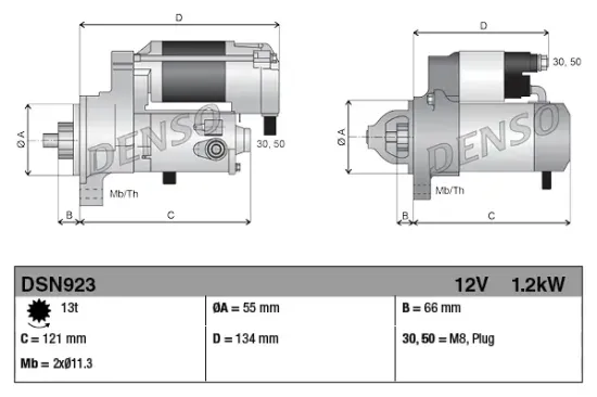 Starter 12 V 1,2 kW DENSO DSN923 Bild Starter 12 V 1,2 kW DENSO DSN923