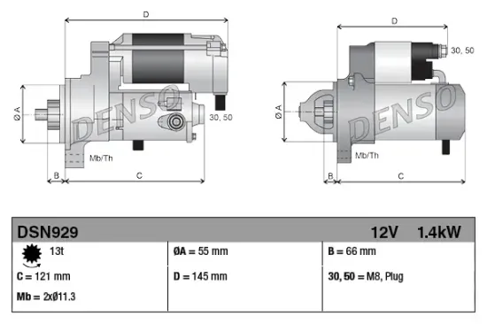 Starter 12 V 1,4 kW DENSO DSN929 Bild Starter 12 V 1,4 kW DENSO DSN929