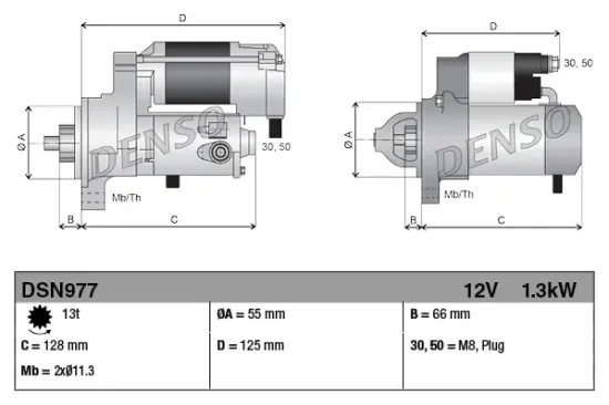 Starter 12 V 1,3 kW DENSO DSN977 Bild Starter 12 V 1,3 kW DENSO DSN977