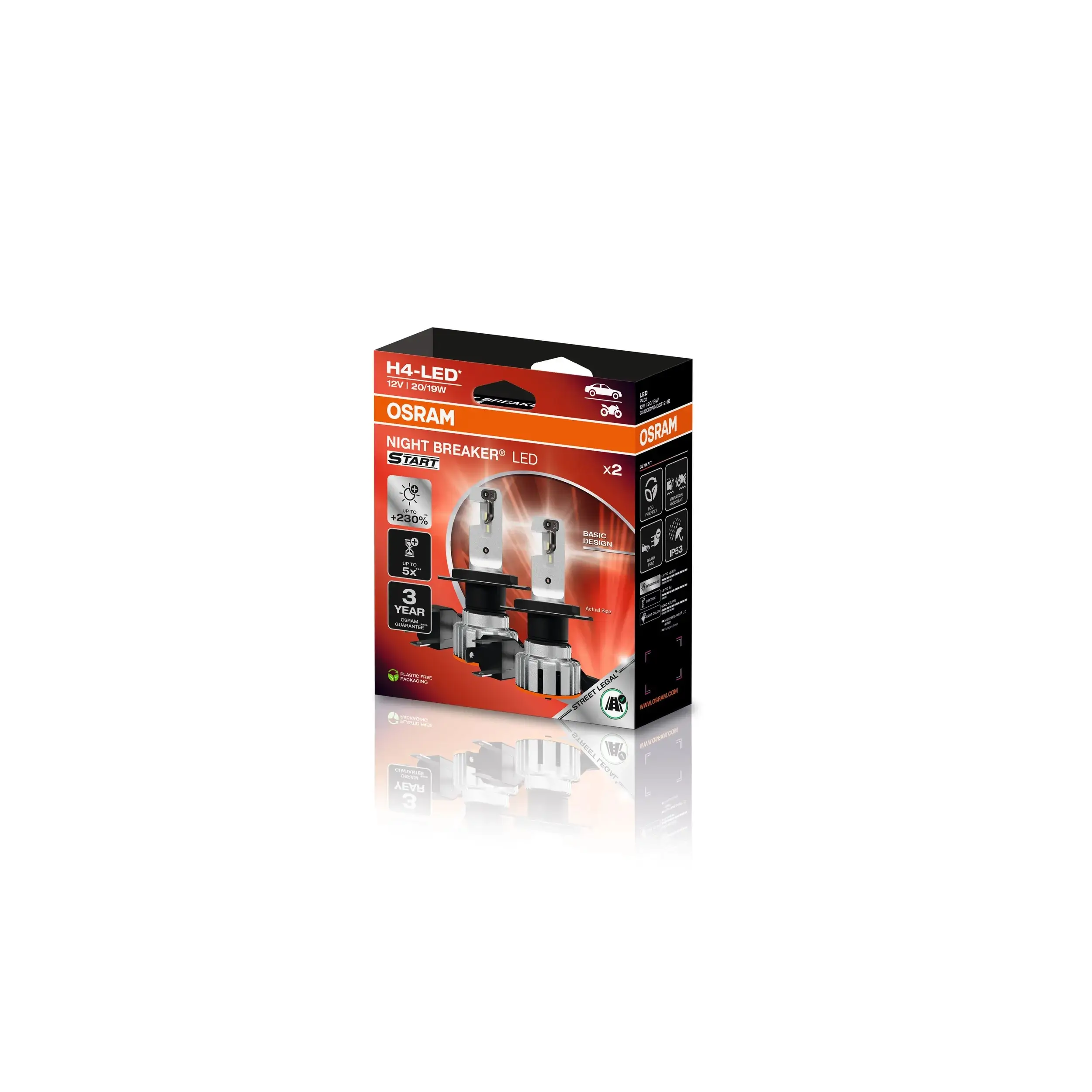 Glühlampe, Fernscheinwerfer 12 V 19/20 W Umrüstung H4 auf LED ams-OSRAM 64193DWNBST-2HB