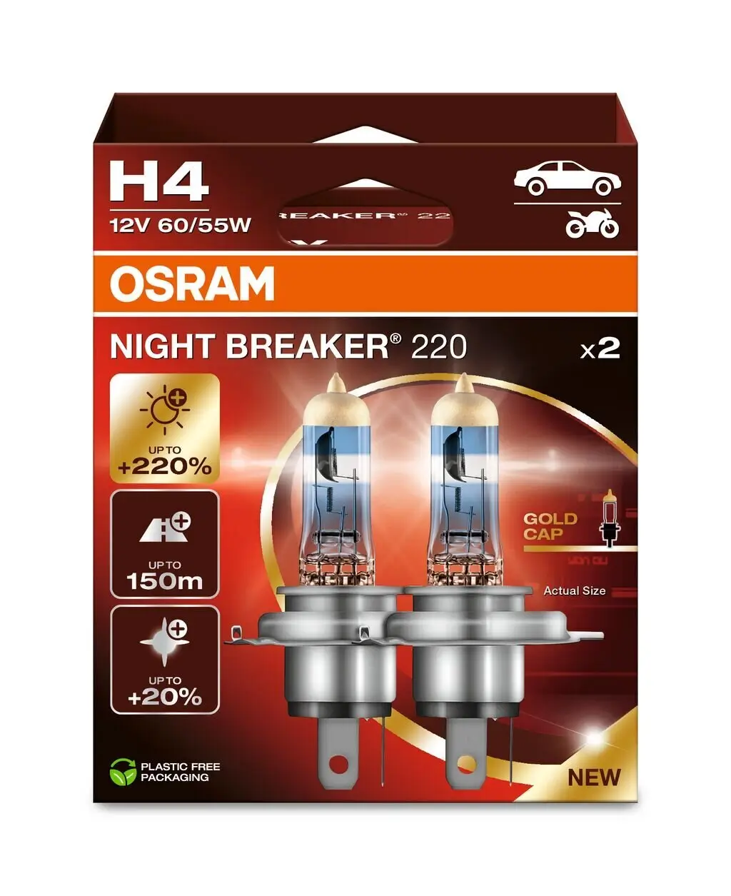 Glühlampe, Fernscheinwerfer 12 V 60/55 W H4 ams-OSRAM 64193NB220-2HB