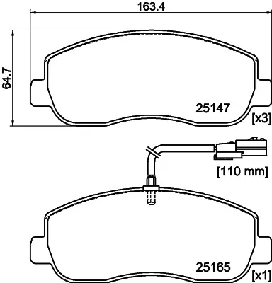 Bremsbelagsatz, Scheibenbremse Vorderachse MINTEX MDB3093 Bild Bremsbelagsatz, Scheibenbremse Vorderachse MINTEX MDB3093