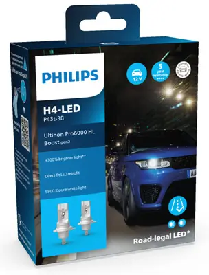 Glühlampe, Fernscheinwerfer 12 V 18 W Umrüstung H4 auf LED PHILIPS 11342U60B2X2