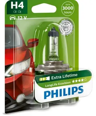 Glühlampe, Fernscheinwerfer 12 V 60/55 W H4 PHILIPS 12342LLECOB1