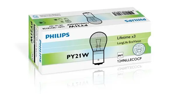 Glühlampe, Blinkleuchte 12 V 21 W PY21W Kugellampe PHILIPS 12496LLECOCP