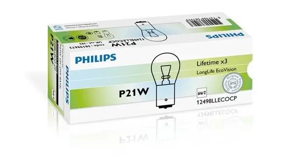 Glühlampe, Blinkleuchte 12 V 21 W P21W Kugellampe PHILIPS 12498LLECOCP