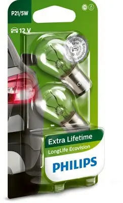 Glühlampe, Blinkleuchte 12 V 21/5 W P21/5W Kugellampe PHILIPS 12499LLECOB2