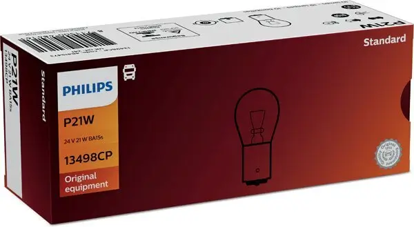 Glühlampe, Blinkleuchte 24 V 21 W P21W Kugellampe PHILIPS 13498CP