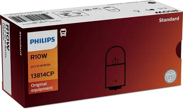 Glühlampe, Kennzeichenleuchte 24 V 10 W R10W Kugellampe PHILIPS 13814CP