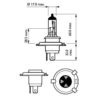 Glühlampe, Fernscheinwerfer 12 V 60/55 W H4 PHILIPS 12342XVPB1 Bild Glühlampe, Fernscheinwerfer 12 V 60/55 W H4 PHILIPS 12342XVPB1