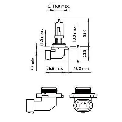 Glühlampe, Fernscheinwerfer 12 V 60 W HB3 PHILIPS 9005PRB1 Bild Glühlampe, Fernscheinwerfer 12 V 60 W HB3 PHILIPS 9005PRB1