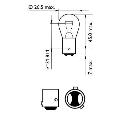 Glühlampe, Brems-/Schlusslicht 12 V 21/4 W P21/4W Kugellampe PHILIPS 12594B2 Bild Glühlampe, Brems-/Schlusslicht 12 V 21/4 W P21/4W Kugellampe PHILIPS 12594B2