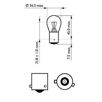 Glühlampe, Brems-/Schlusslicht 12 V 21 W PR21W Kugellampe PHILIPS 12088CP Bild Glühlampe, Brems-/Schlusslicht 12 V 21 W PR21W Kugellampe PHILIPS 12088CP