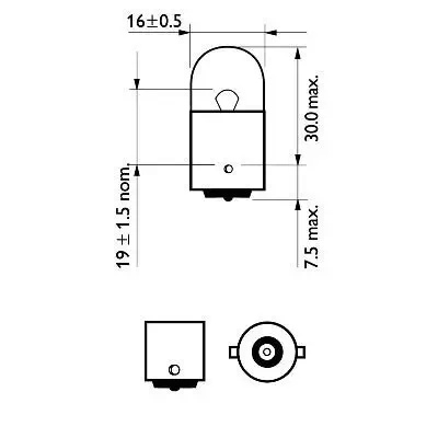 Glühlampe, Blinkleuchte 12 V 10 W R10W Kugellampe PHILIPS 12814B2 Bild Glühlampe, Blinkleuchte 12 V 10 W R10W Kugellampe PHILIPS 12814B2