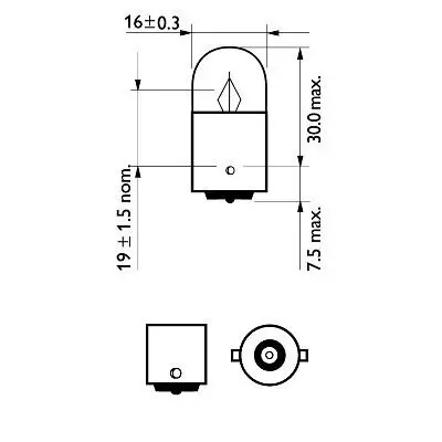 Glühlampe, Blinkleuchte 12 V 5 W R5W Kugellampe PHILIPS 12821CP Bild Glühlampe, Blinkleuchte 12 V 5 W R5W Kugellampe PHILIPS 12821CP