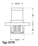 Thermostat, Kühlmittel BorgWarner (Wahler) 3174.89D