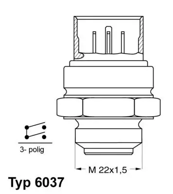 Temperaturschalter, Kühlerlüfter BorgWarner (Wahler) 6037.95D Bild Temperaturschalter, Kühlerlüfter BorgWarner (Wahler) 6037.95D