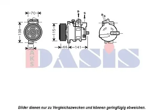 Kompressor, Klimaanlage 12 V AKS DASIS 850379N Bild Kompressor, Klimaanlage 12 V AKS DASIS 850379N