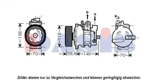 Kompressor, Klimaanlage 12 V AKS DASIS 851657N Bild Kompressor, Klimaanlage 12 V AKS DASIS 851657N
