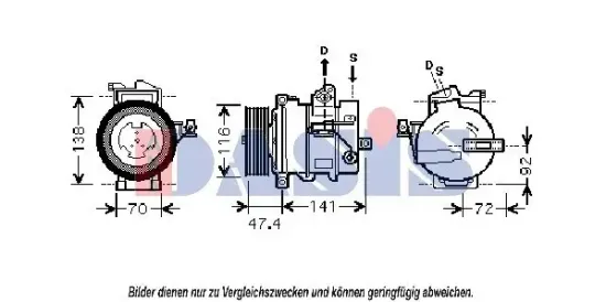Kompressor, Klimaanlage 12 V 12 V AKS DASIS 858395N Bild Kompressor, Klimaanlage 12 V 12 V AKS DASIS 858395N