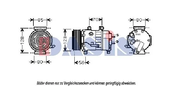 Kompressor, Klimaanlage 12 V AKS DASIS 851817N
