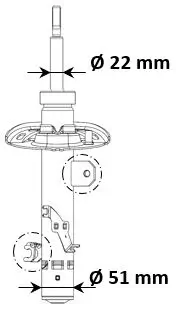 Stoßdämpfer Vorderachse links KYB 3338061 Bild Stoßdämpfer Vorderachse links KYB 3338061