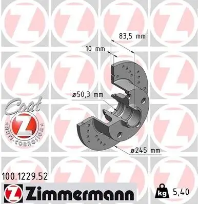 Bremsscheibe Hinterachse ZIMMERMANN 100.1229.52