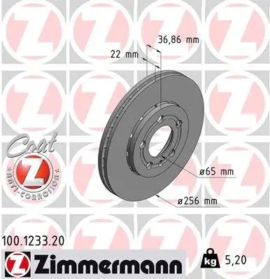 Bremsscheibe ZIMMERMANN 100.1233.20