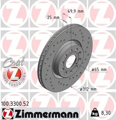 Bremsscheibe ZIMMERMANN 100.3300.52