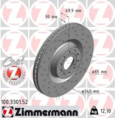 Bremsscheibe Vorderachse ZIMMERMANN 100.3301.52