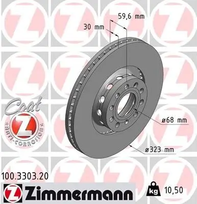 Bremsscheibe Vorderachse ZIMMERMANN 100.3303.20