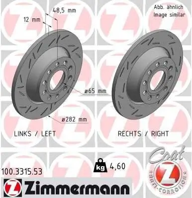 Bremsscheibe Hinterachse ZIMMERMANN 100.3315.53