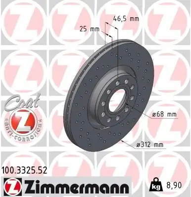 Bremsscheibe Vorderachse ZIMMERMANN 100.3325.52