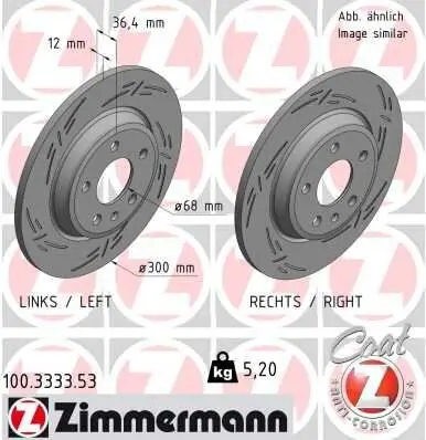 Bremsscheibe Hinterachse ZIMMERMANN 100.3333.53
