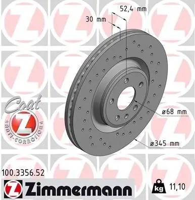 Bremsscheibe Vorderachse ZIMMERMANN 100.3356.52