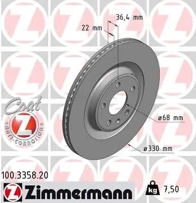 Bremsscheibe ZIMMERMANN 100.3358.20