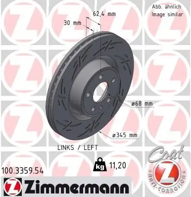 Bremsscheibe Vorderachse links ZIMMERMANN 100.3359.54