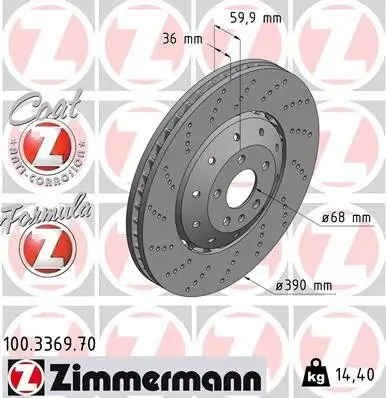 Bremsscheibe Vorderachse ZIMMERMANN 100.3369.70